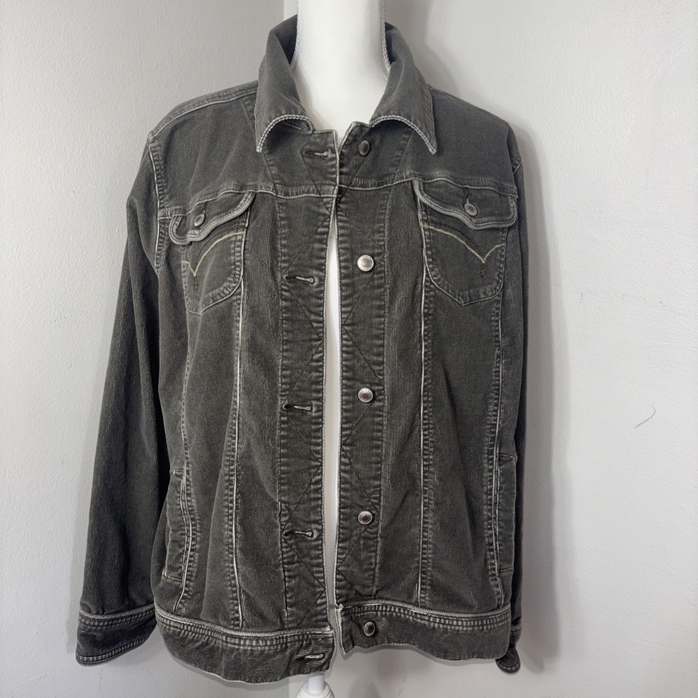 Vintage Delux L.A. Blues Button Front Women's Corduroy Jacket Faded Green 22/24W